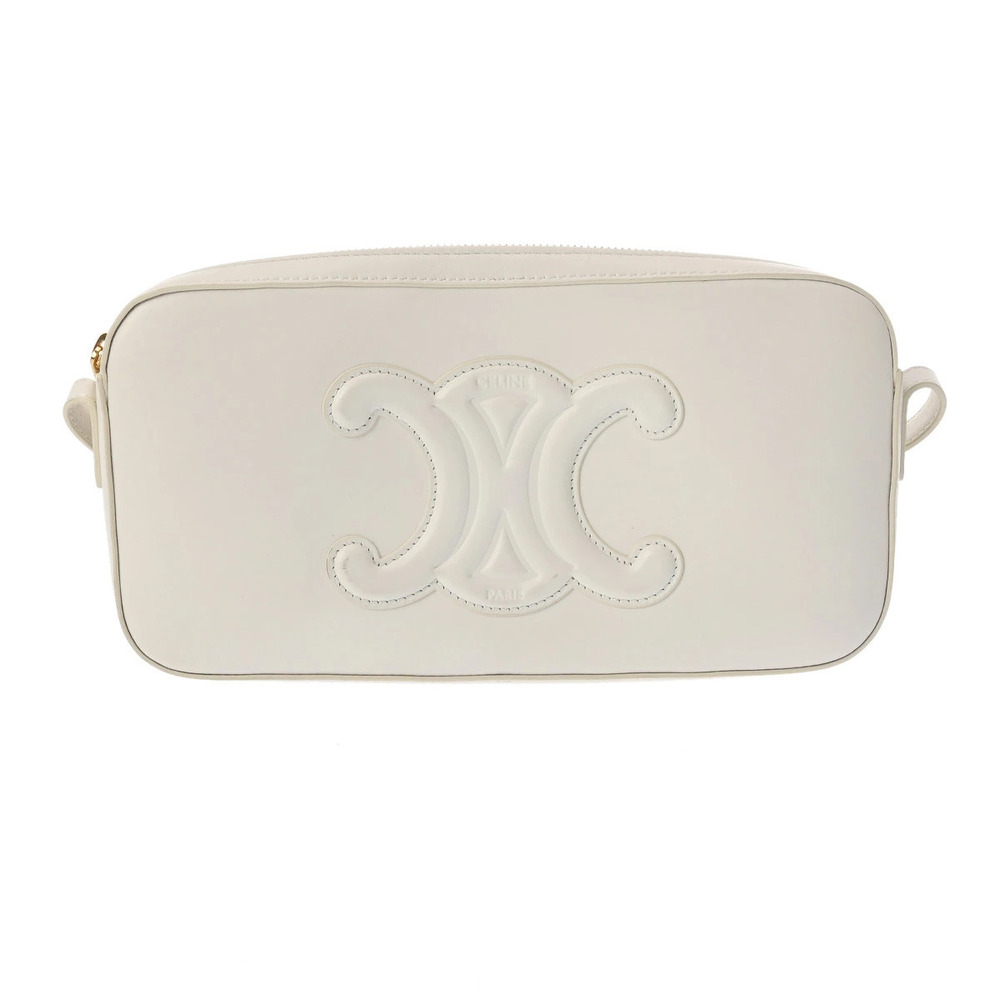 Celine White Cuile Leather Shoulder Bag Triomphe White - Picture 2 of 9